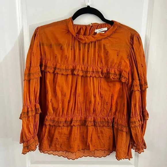 Isabel Marant Etoile Loxley Blouse Size 36 Color Orange - Picture 3 of 6